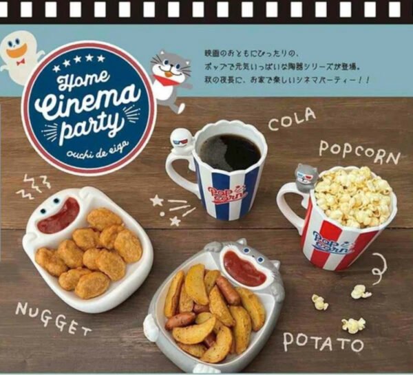 爆米花貓咪陶瓷杯 紅色+藍色